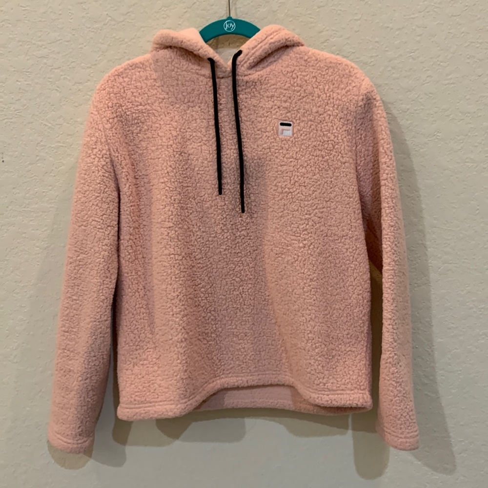 Pink FILA Sherpa hoodie, women’s Size S